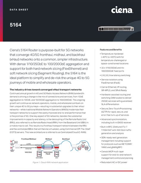 Ciena 5164 datasheet  2 10GbE at 1GbE price points While the 3928 provides the ability to deploy with 10GbE services, not all customers will require the full line rate